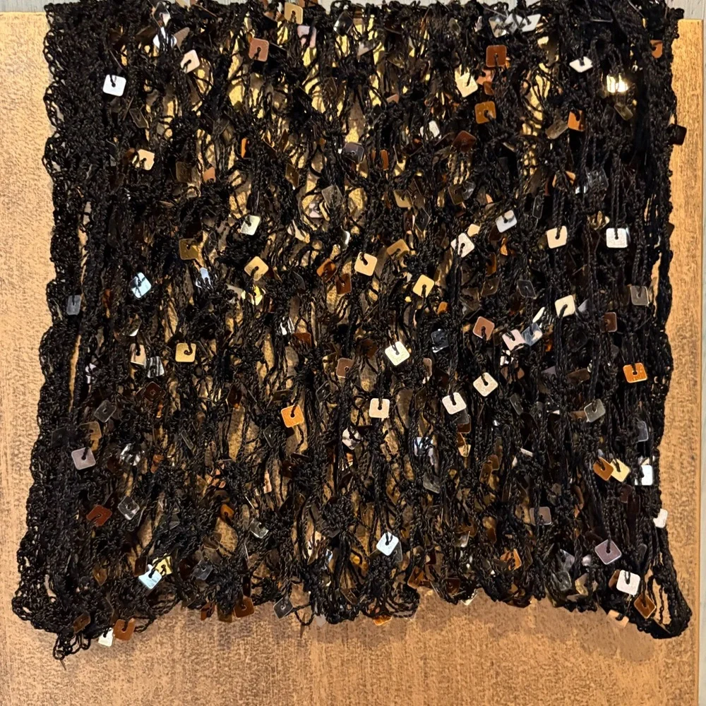 Black Sequin Knit Scarf - Picture 8 of 8